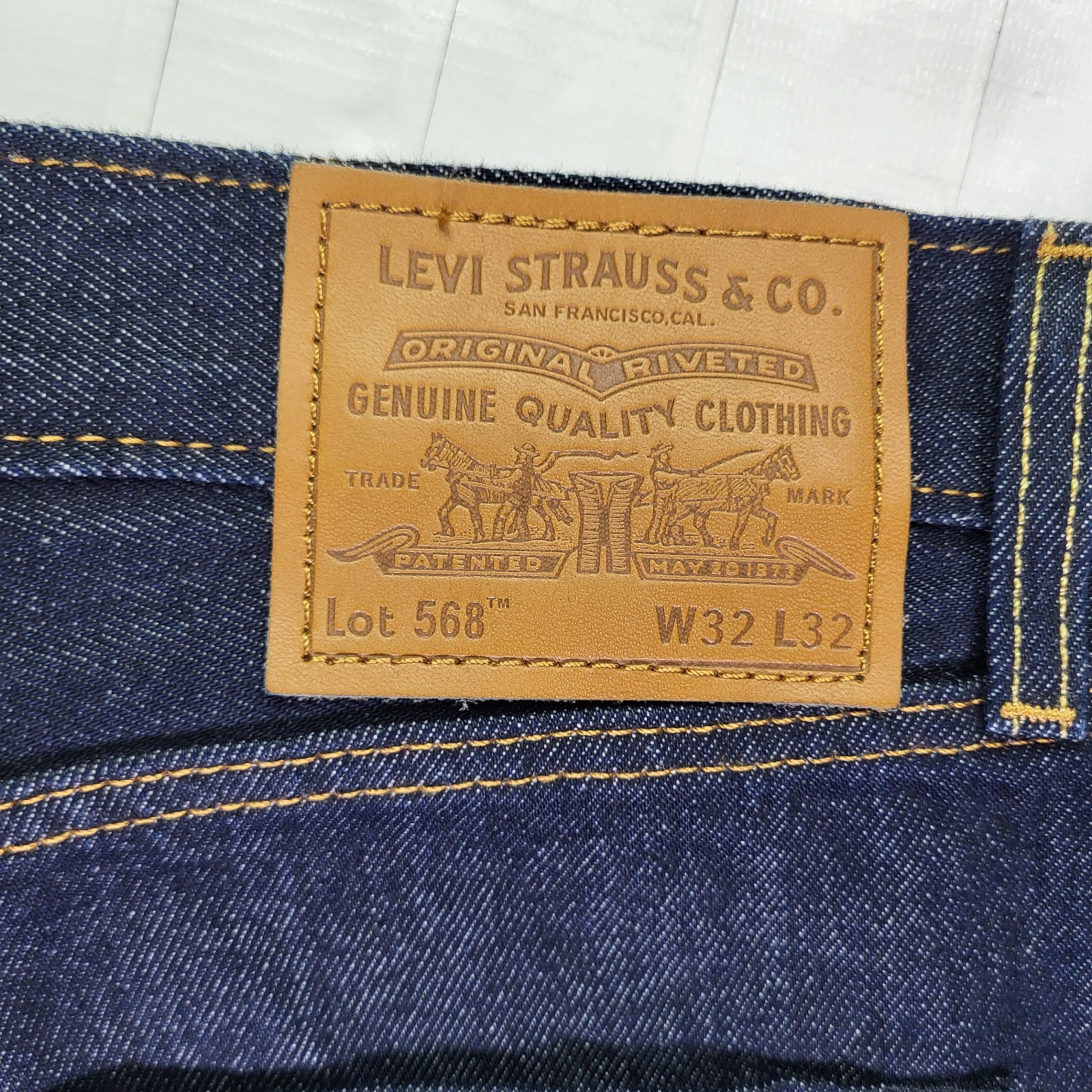 Levis Premium 568 Loose Straight Jeans 32×32 Mens New With Tags Dark Navy Flex