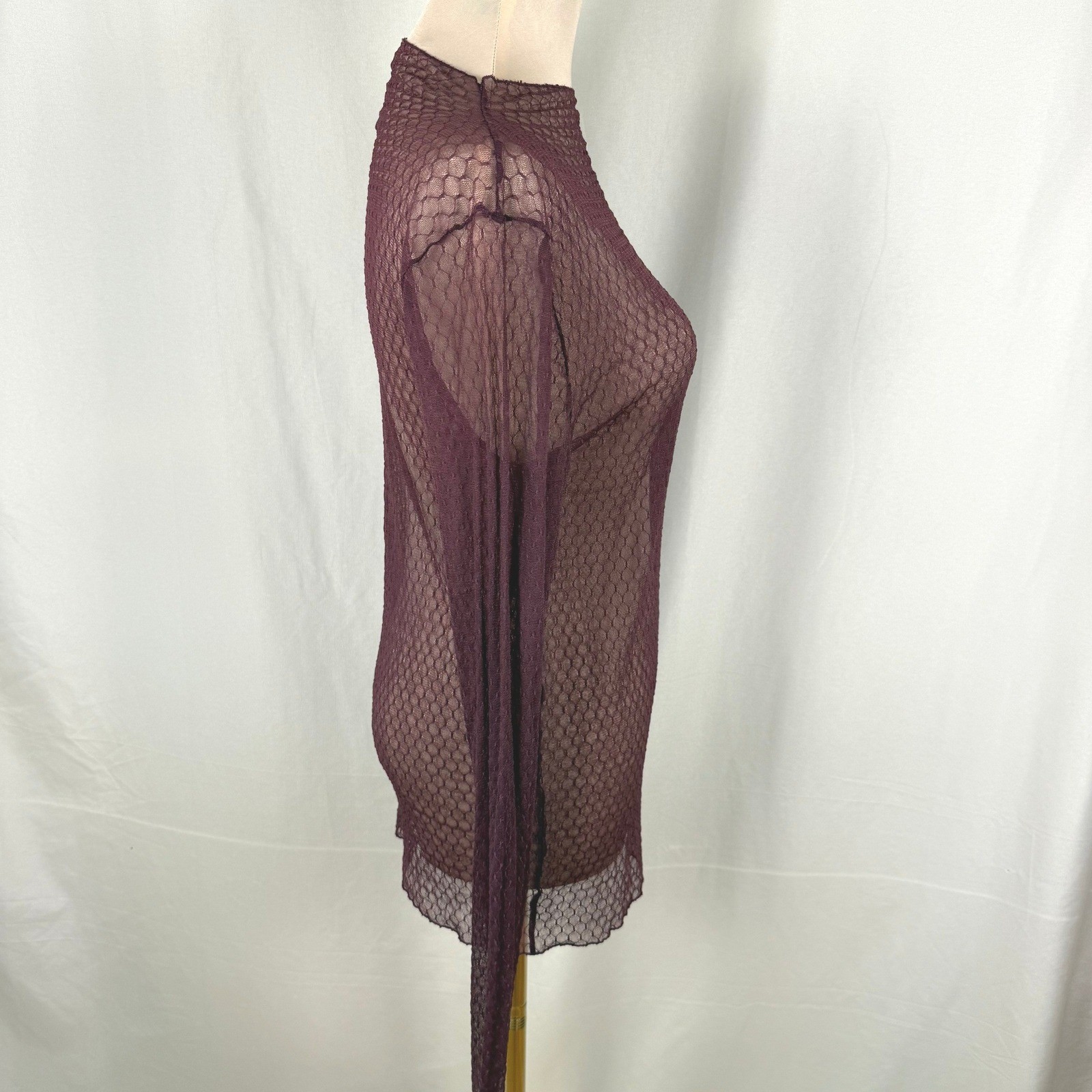 Intimately Free People Minding My Business Mesh NWT Top Wine L Whimsigoth Indie