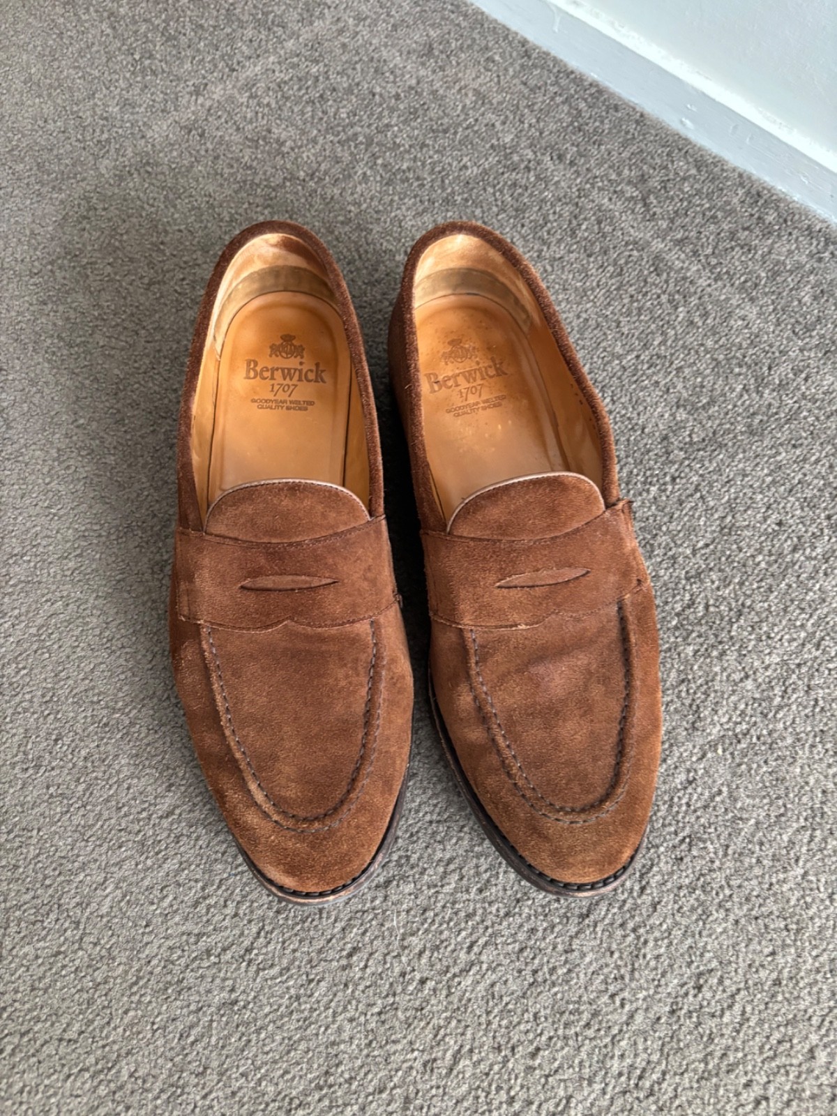 Berwick Polo Suede Penny Loafer Goodyear Welted 10.5 UK 11.5 US Mens