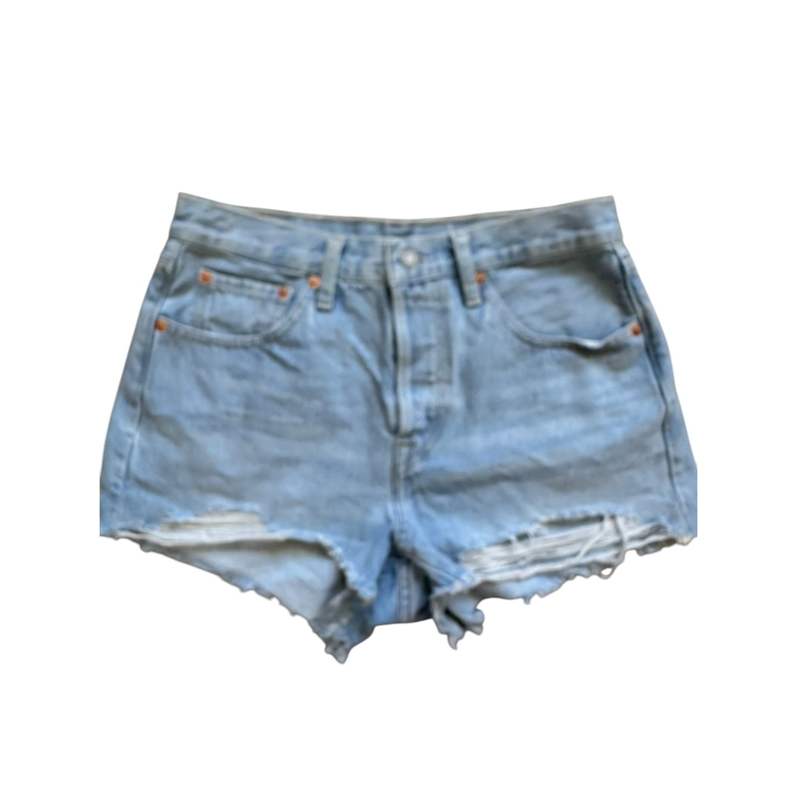 Levi’s Premium 501 Original Cut-Off Denim Shorts Light Wash Distressed Size 27