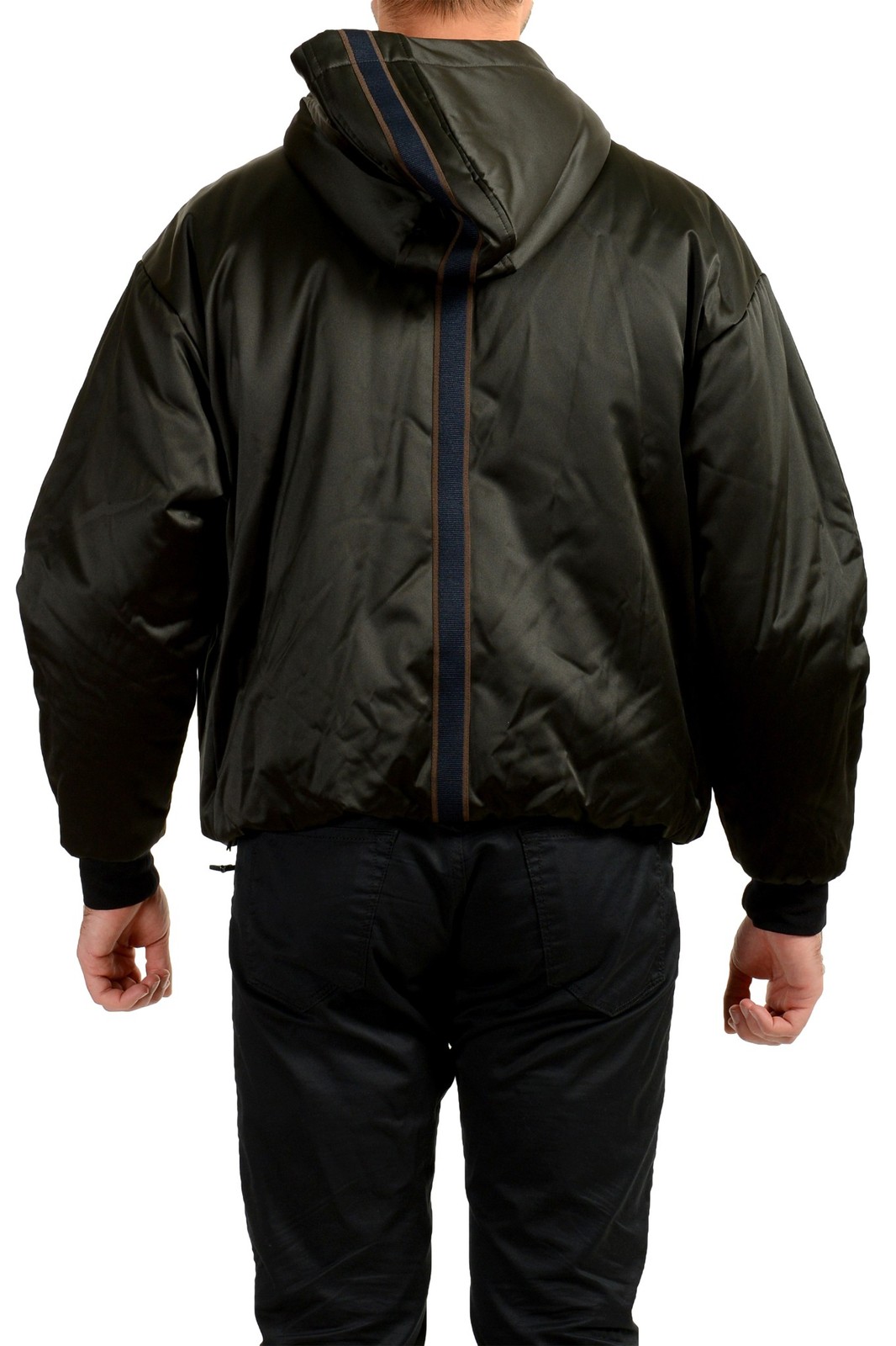 Scuderia Ferrari Men’s Black Fluid Satin Padded Hooded Bomber Jacket US S IT 48