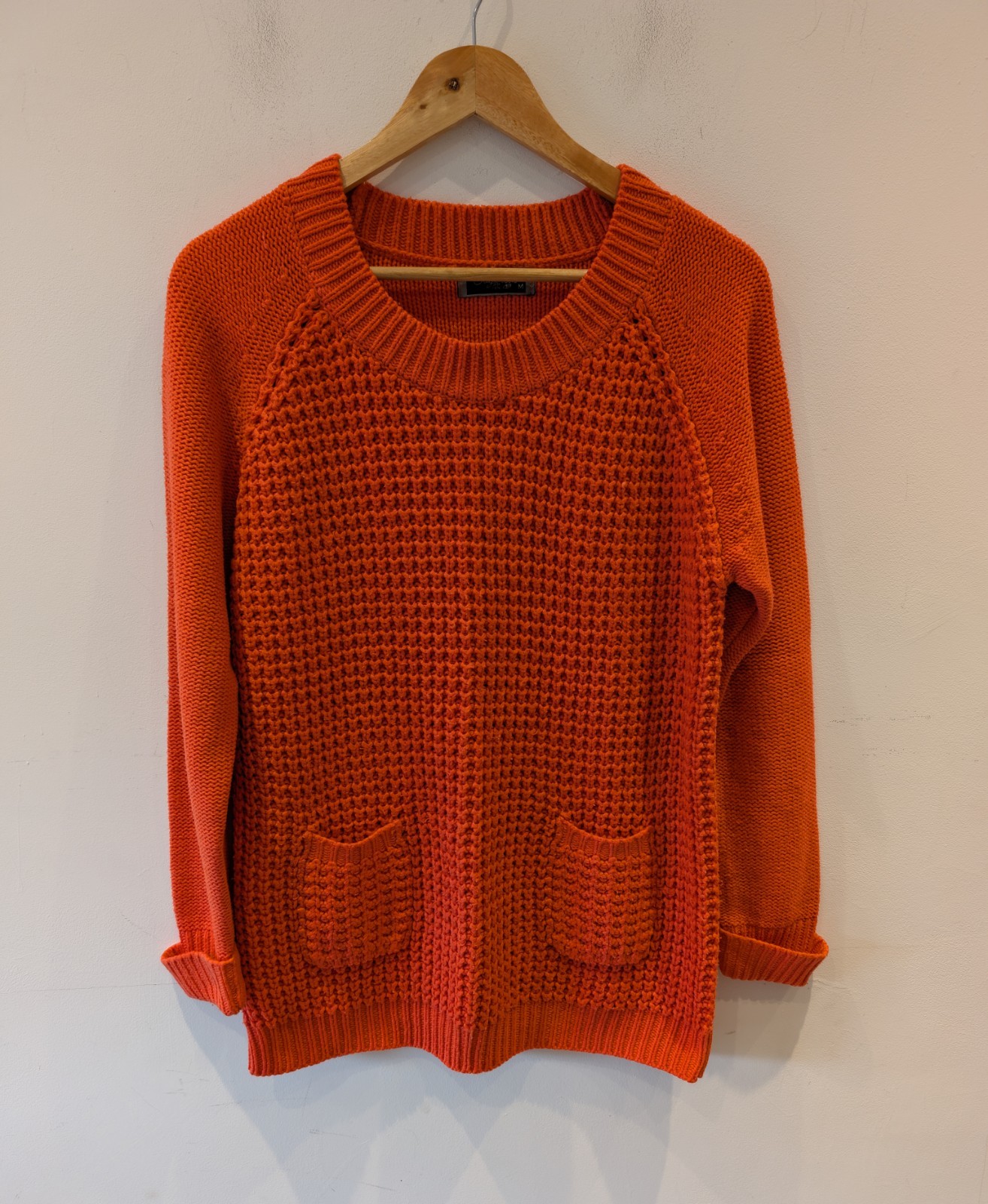 Originals Orange Chunky Knit Jumper Sweater Womens Medium M Pocket Textured VGC
