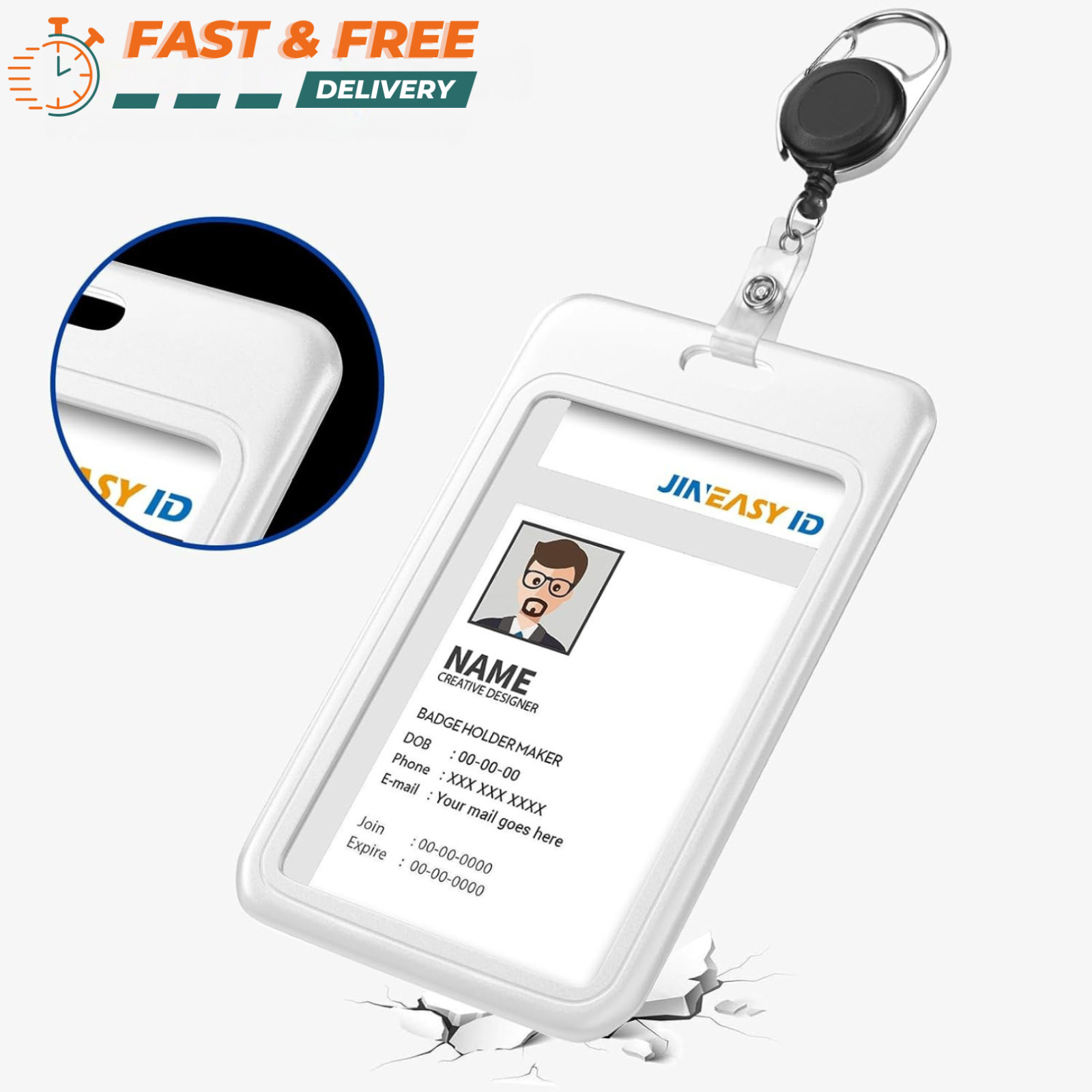 2pcs ID Badge Holder Vertical Card Holder Heavy Duty for Work Key Card Men Women