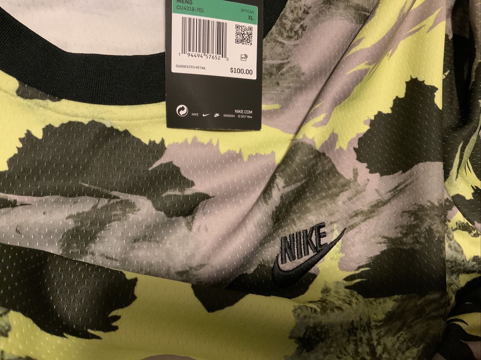 Nike Sportswear Short-Sleeve Hype Hike Camo Top CU4218-701 Men’s Size: XL NWT