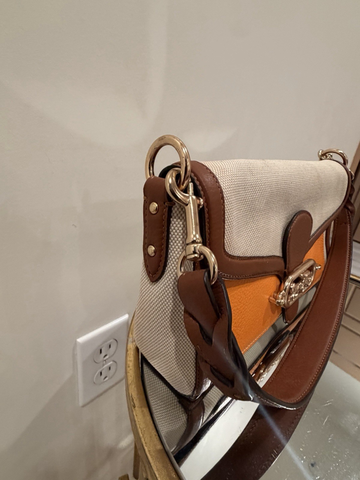 Coach Colorblock Horse Carriage Small Crossbody Turn Lock/Zip Gold Hardware