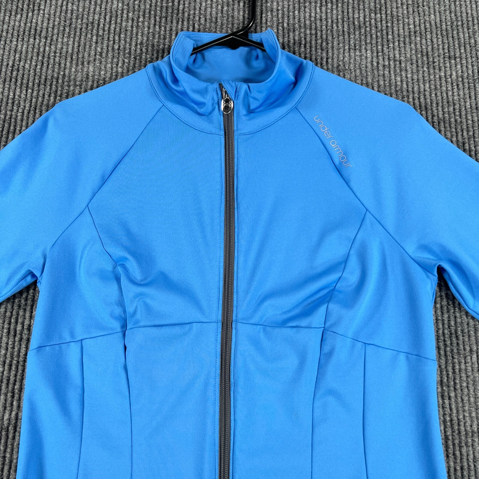 Under Armour Shirt Womens Medium Blue Long Sleeve Full Zip Mock Neck All Seasons