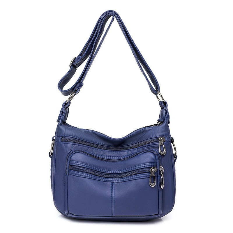 Women’s Leather Organizer Purse Shoulder Bag Multiple Pockets Cross Body Handbag