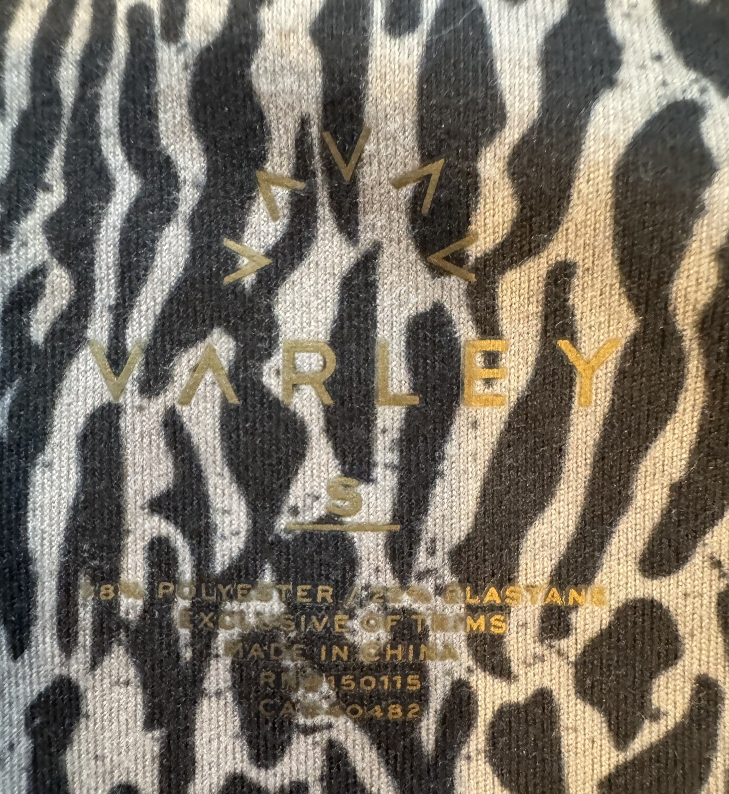 Evereve VARLEY Century Leggings Zebra Animal Print Black Gray High Rise S