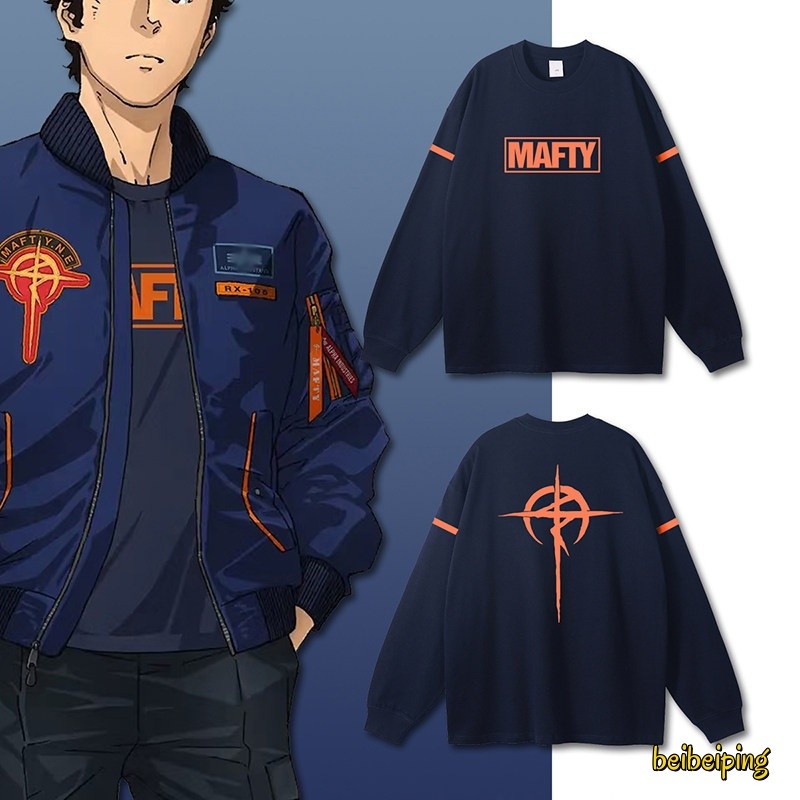 Anime Mobile Suit Gundam：Hathaway Round-neck Cotton Short/Long Sleeved Shirt