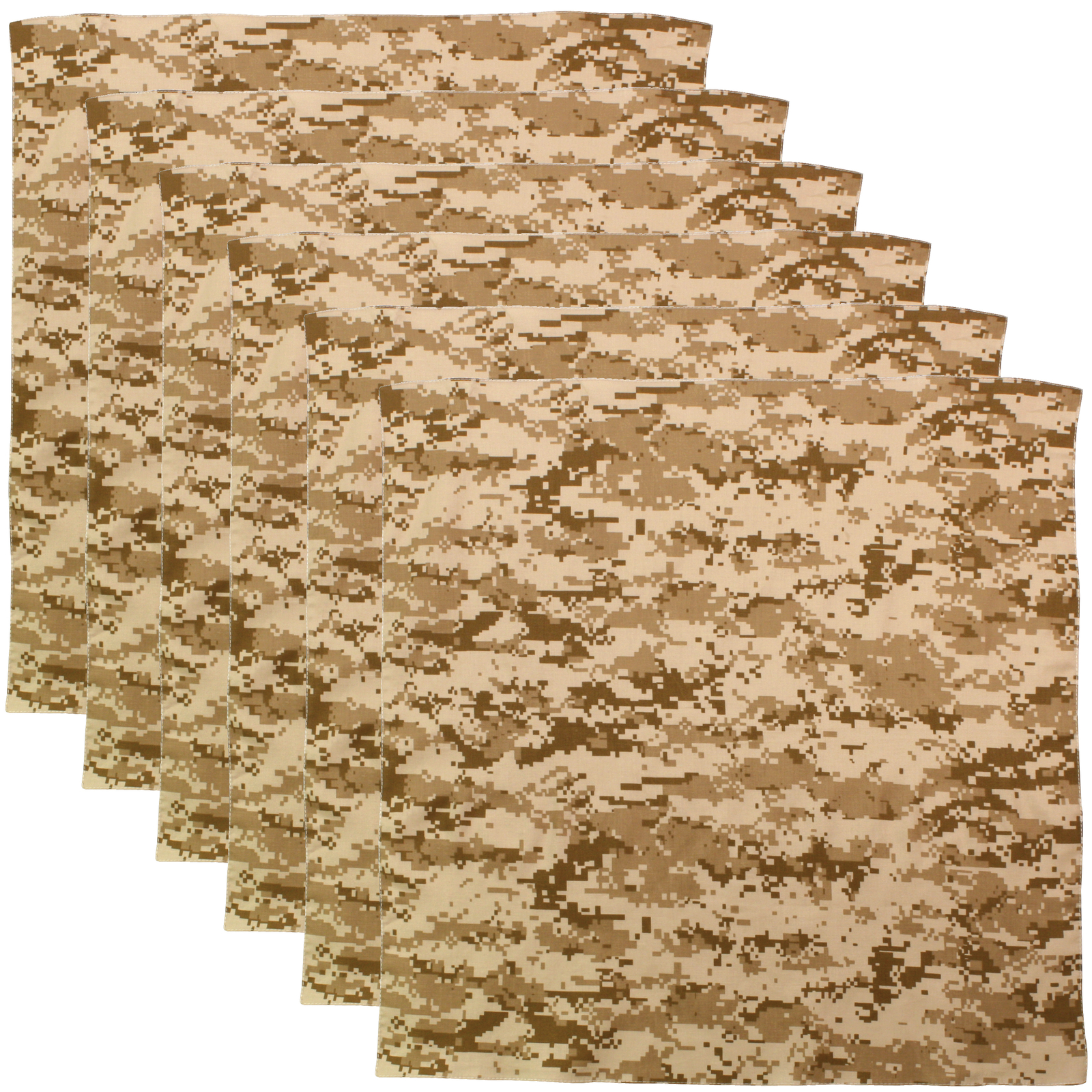Desert Digital Camo Bandana 6-Pack Face Mask Headband & Skull Cap 27″x27″