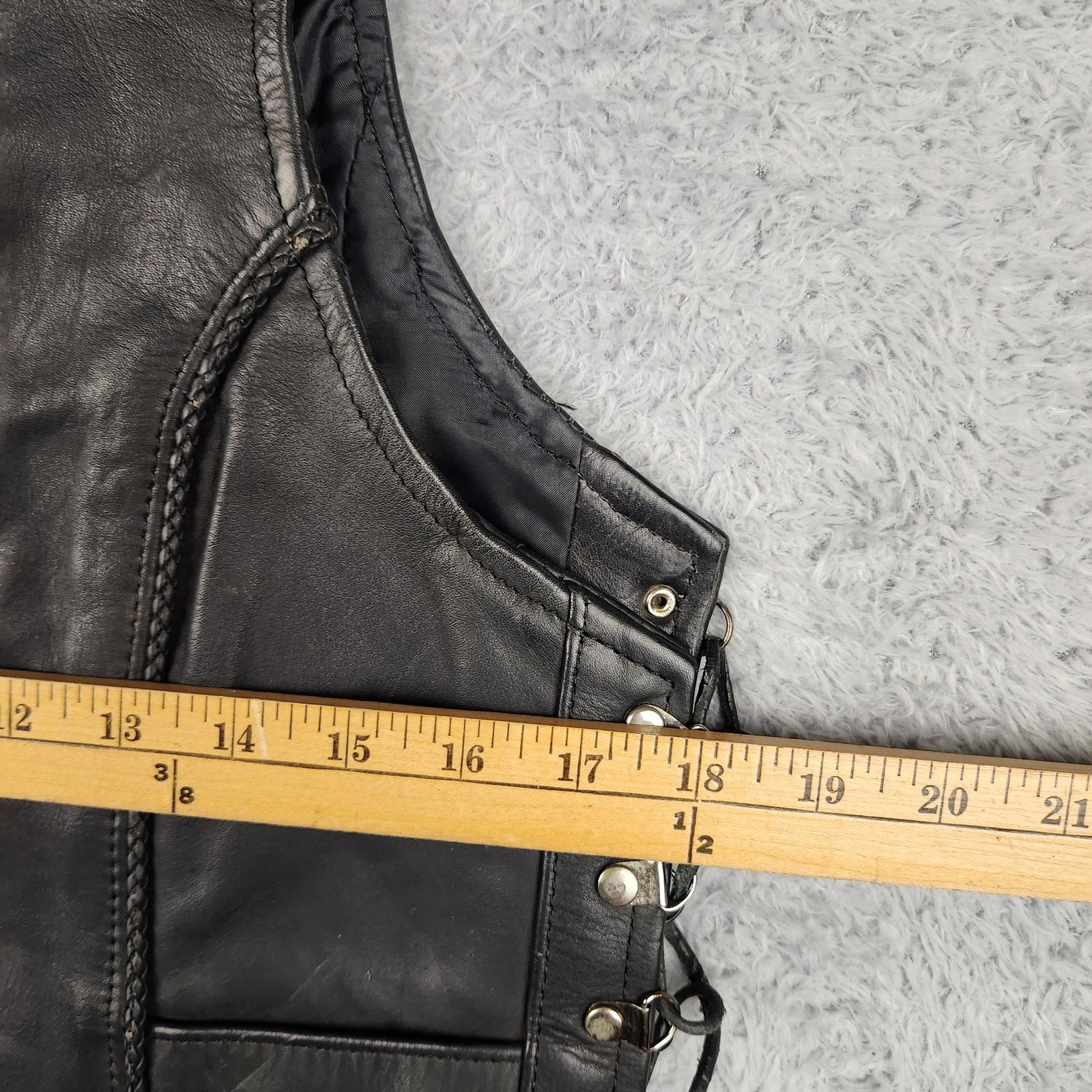 Milwaukee Leather Vest Womens Medium Black Snap Lace Up Biker Motorcycle Riding