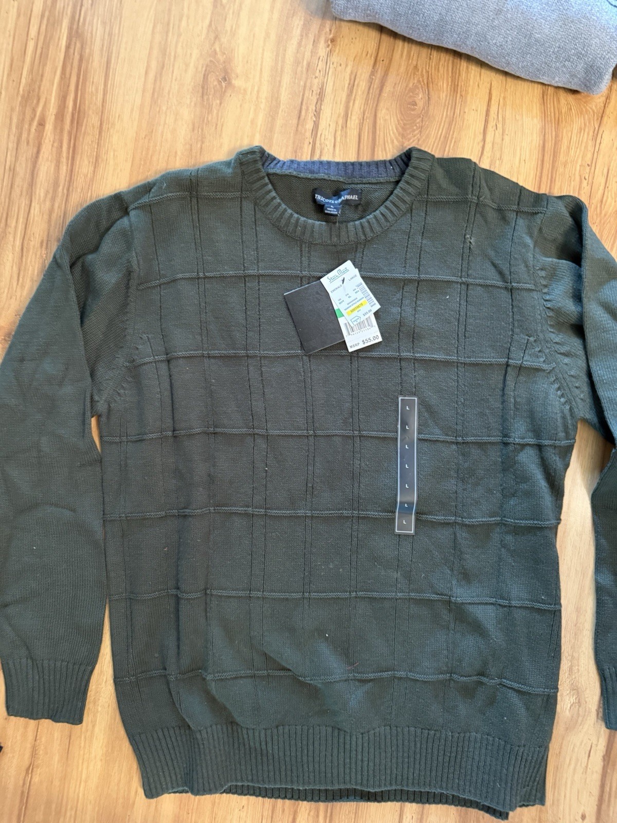 Tricots St Raphael Sweater Men’s L Blue Green Wool Preppy Knit Grandpa Dadcore