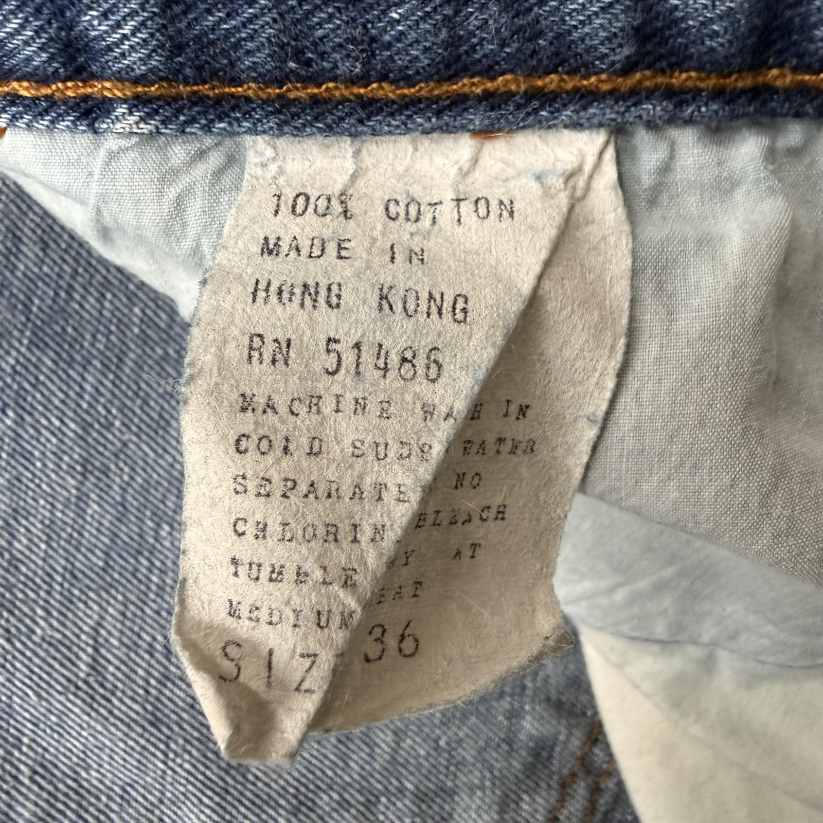 Neil Norman Vintage Jeans Mens 36×29 Wide Distressed Raw Hem Hong Kong 60s 70s
