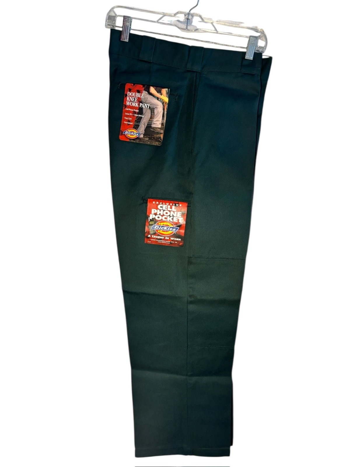 dickies mens loose fit double knee cell phone pocket work pants green 38×30 new