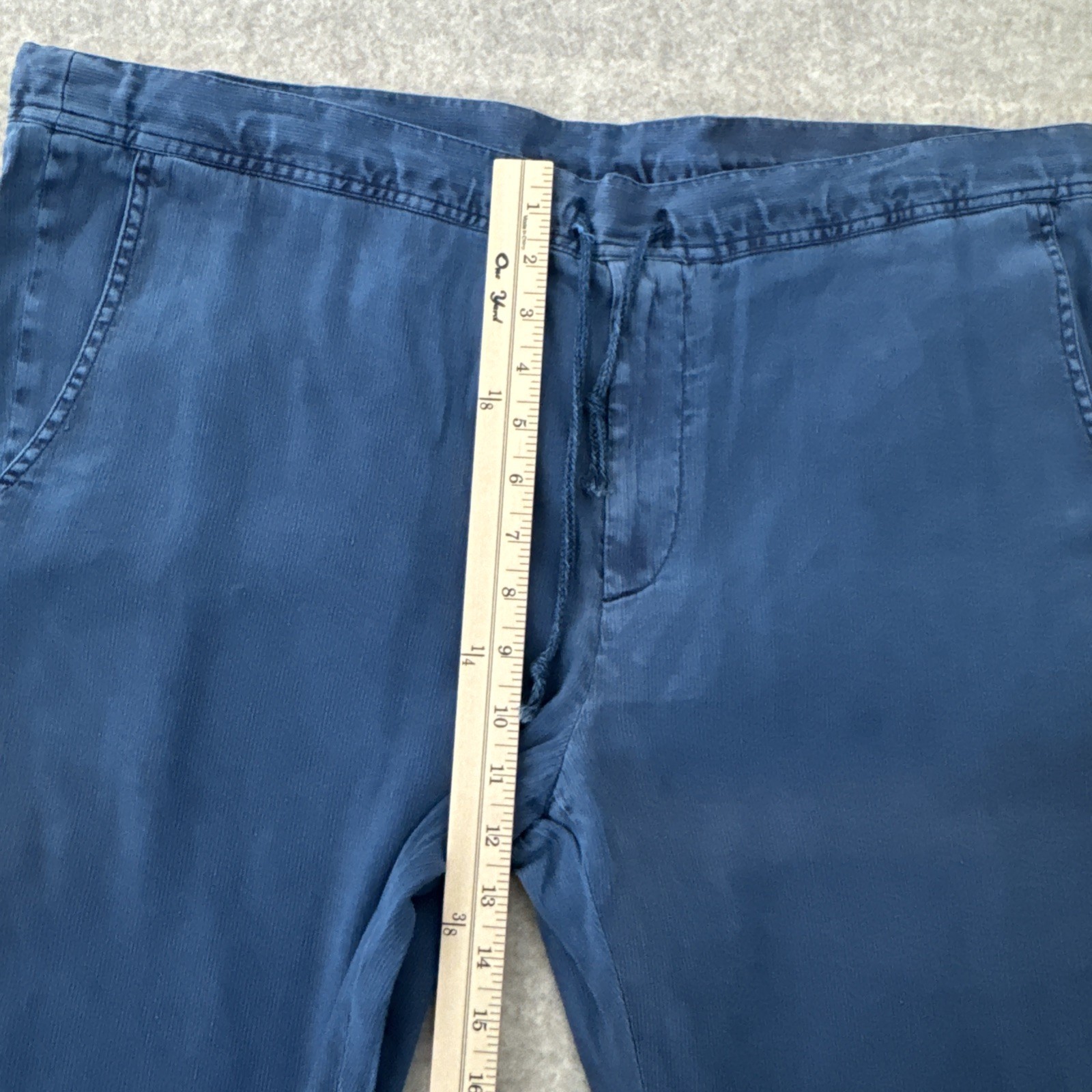 Haspel Corded Linen Blend Drawstring Trouser Blue Slim Fit Mens 36 New