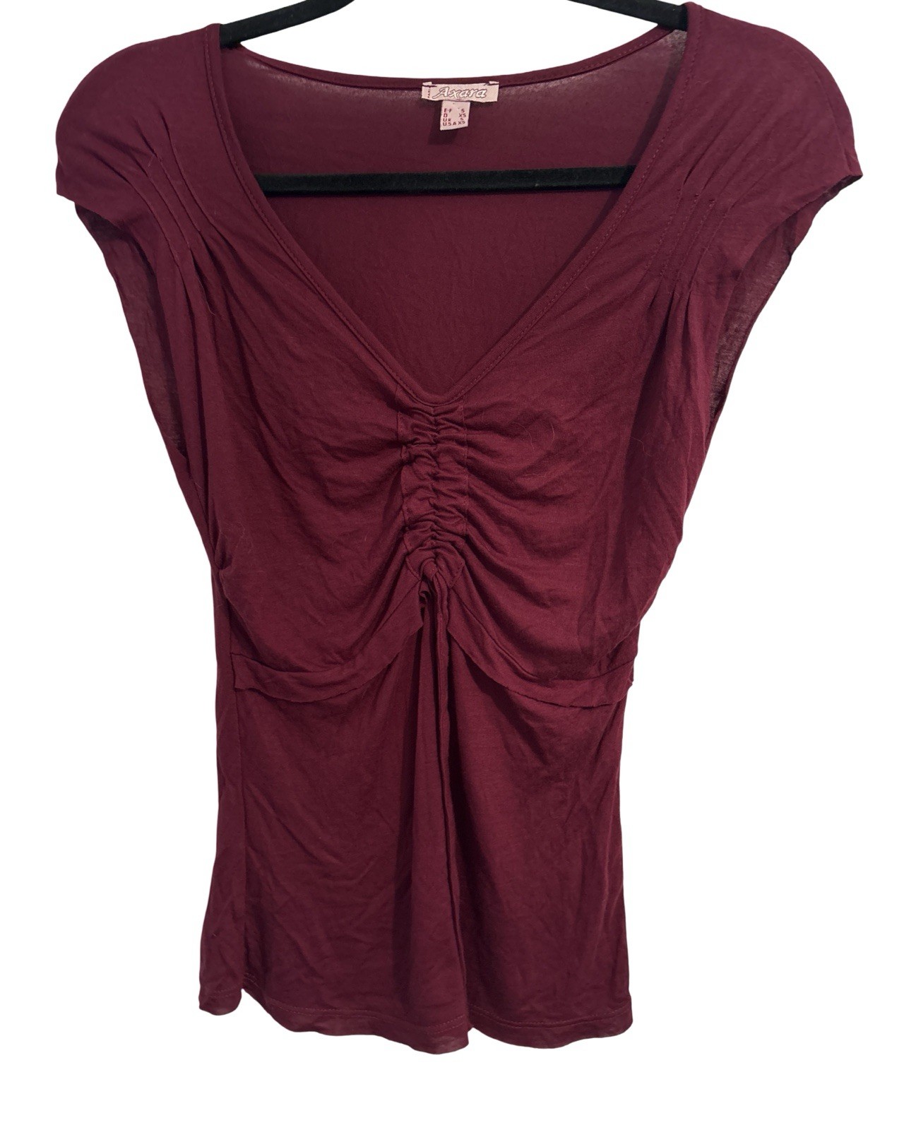 Axara Plum Purple Ruched Short Sleeved Top