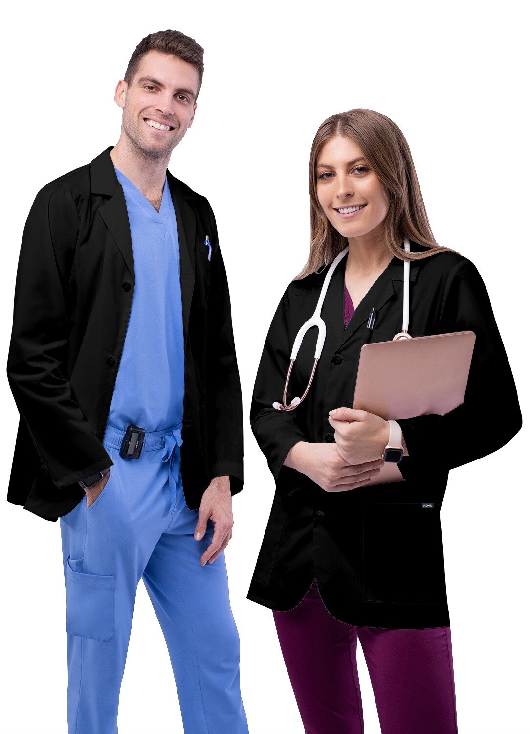 Adar Men Doctor Workwear Uniform Multiple Pockets Classic Consultation Coat