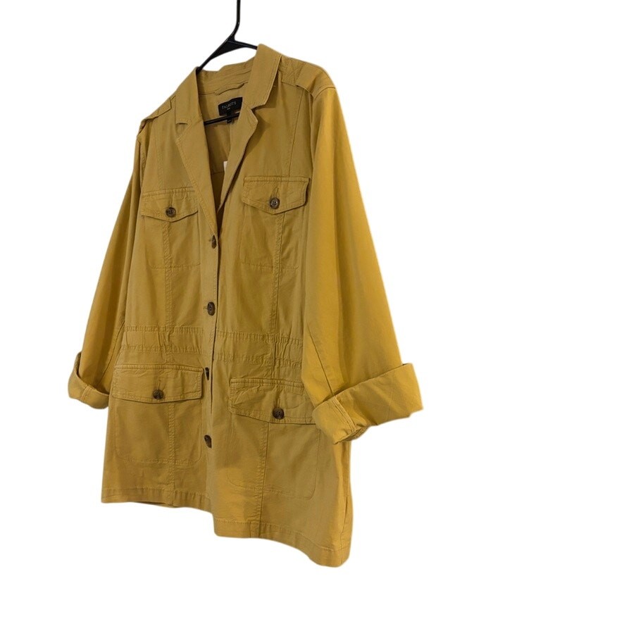 Talbots Mustard Utility Jacket 1X NWT Roll-Tab Sleeves Safari Style Retails $159