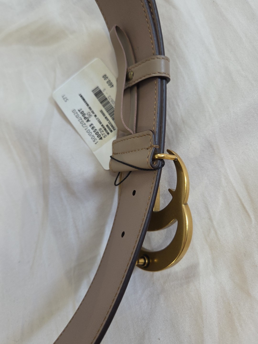Authentic Gucci Pink Taupe Leather Belt, Women Size 30-32 IT 90CM