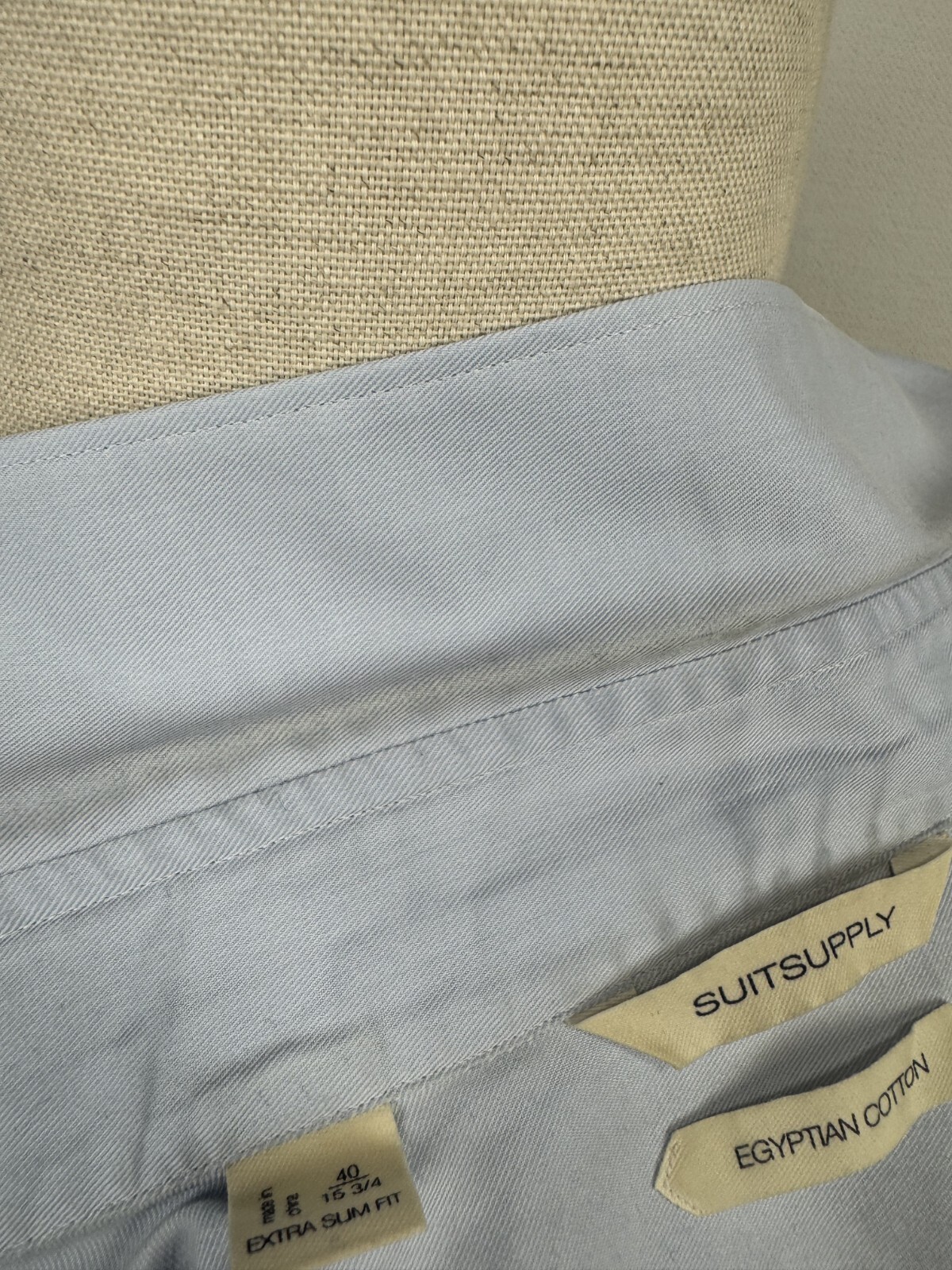Suitsupply Blue Egyptian Cotton Long Sleeve Extra Slim Fit Dress Shirt Sz 40