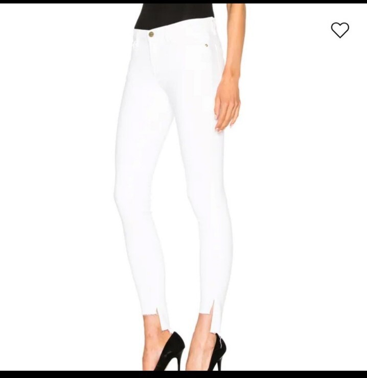 FRAME DENIM 27 Le Skinny de Jeanne Raw Stagger Jeans Denim White Blanc $205