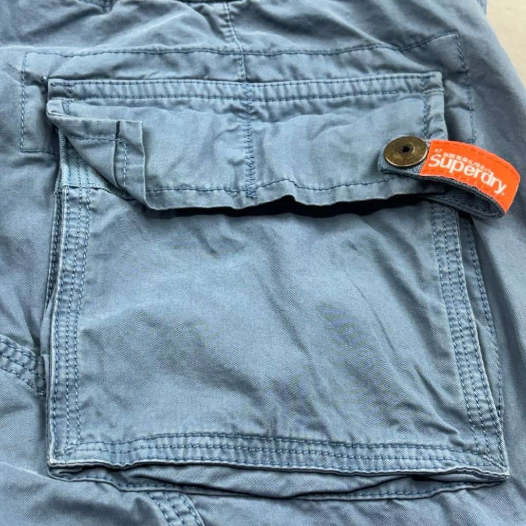 SuperDry Tokyo Pants Mens Large Blue Cotton Flat Front Cargo Neiman Marcus NWT