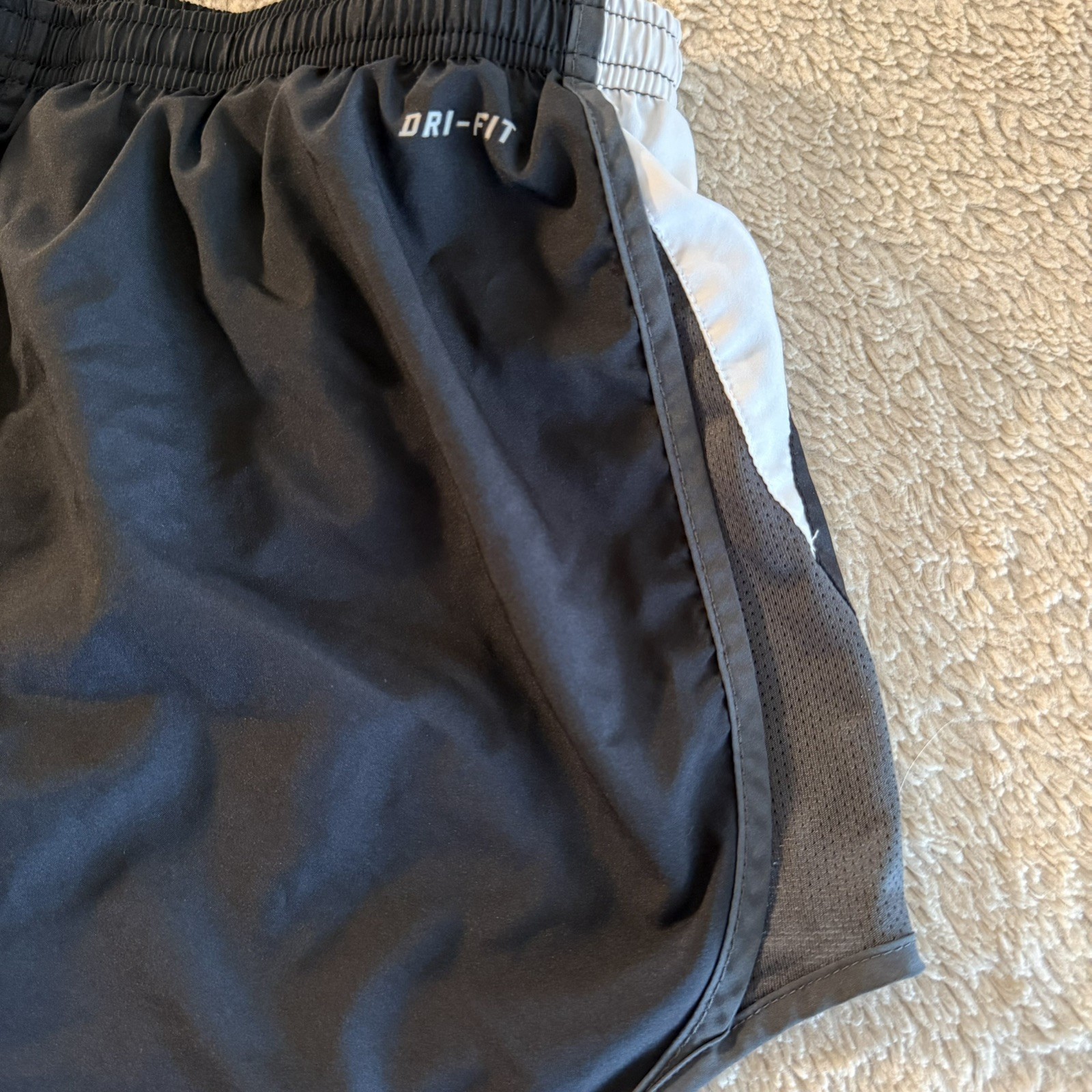 Nike Dri-FIT Lined Running Track Shorts Womens Size Medium Black Grey White