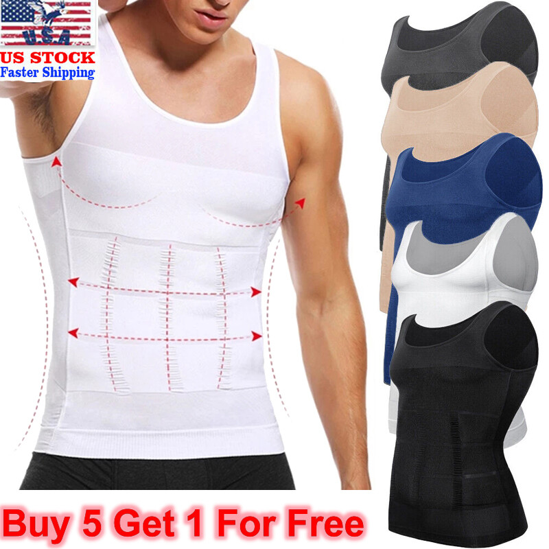 5PCS Gynecomastia Compression Shirts Men Tank Top Slim Hombres Body Shaper Vests