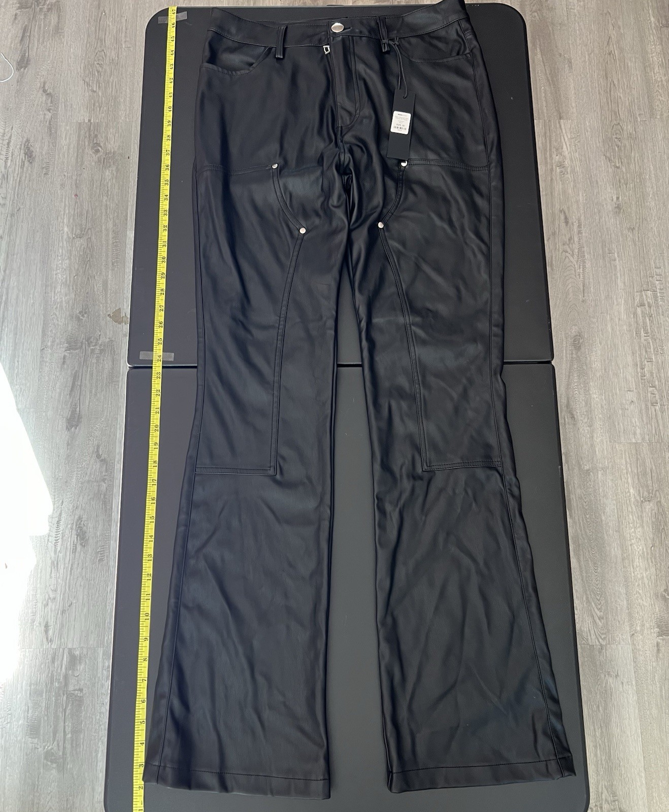 Fashion Nova Size 30×34 leather pants men black western