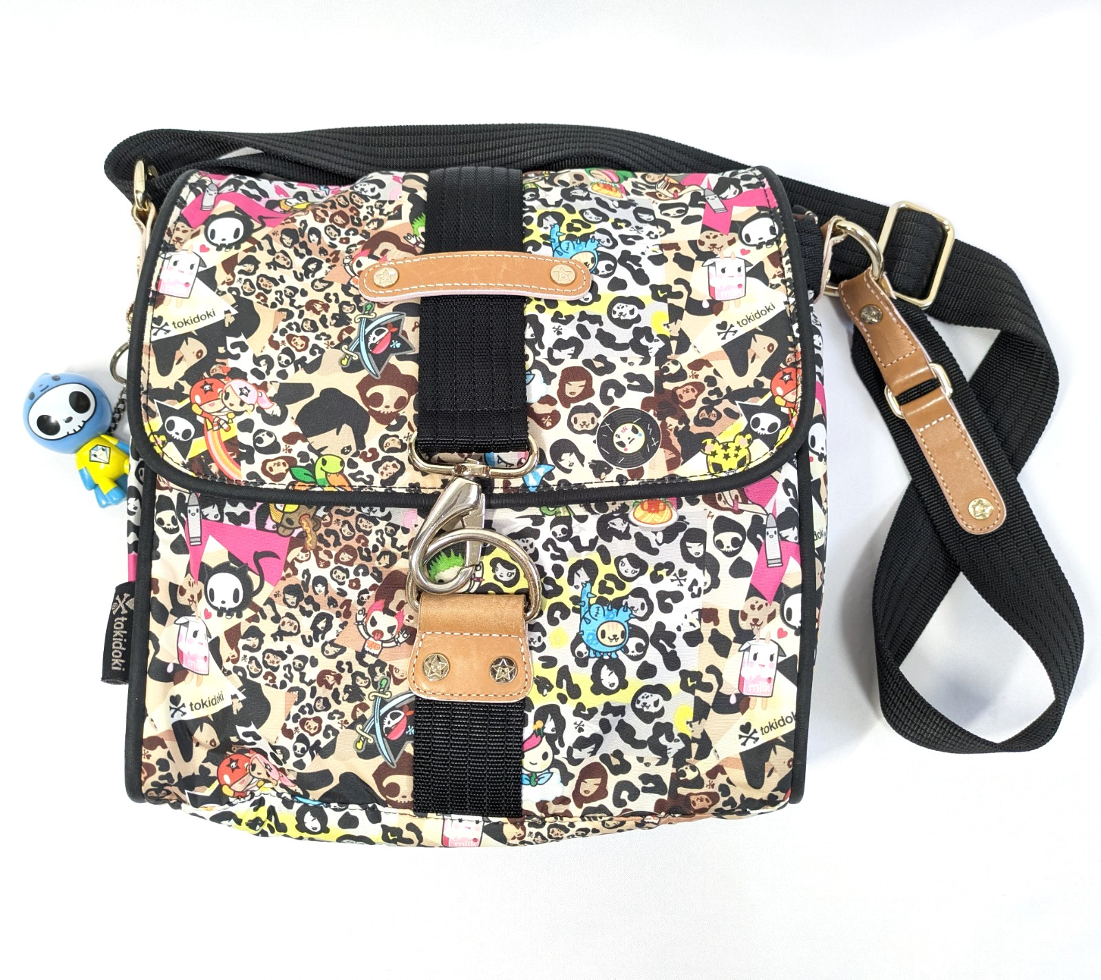 Rare tokidoki Shoulder bag Leopard w/Charm Adios 10 × 10 in Kawaii Excellent