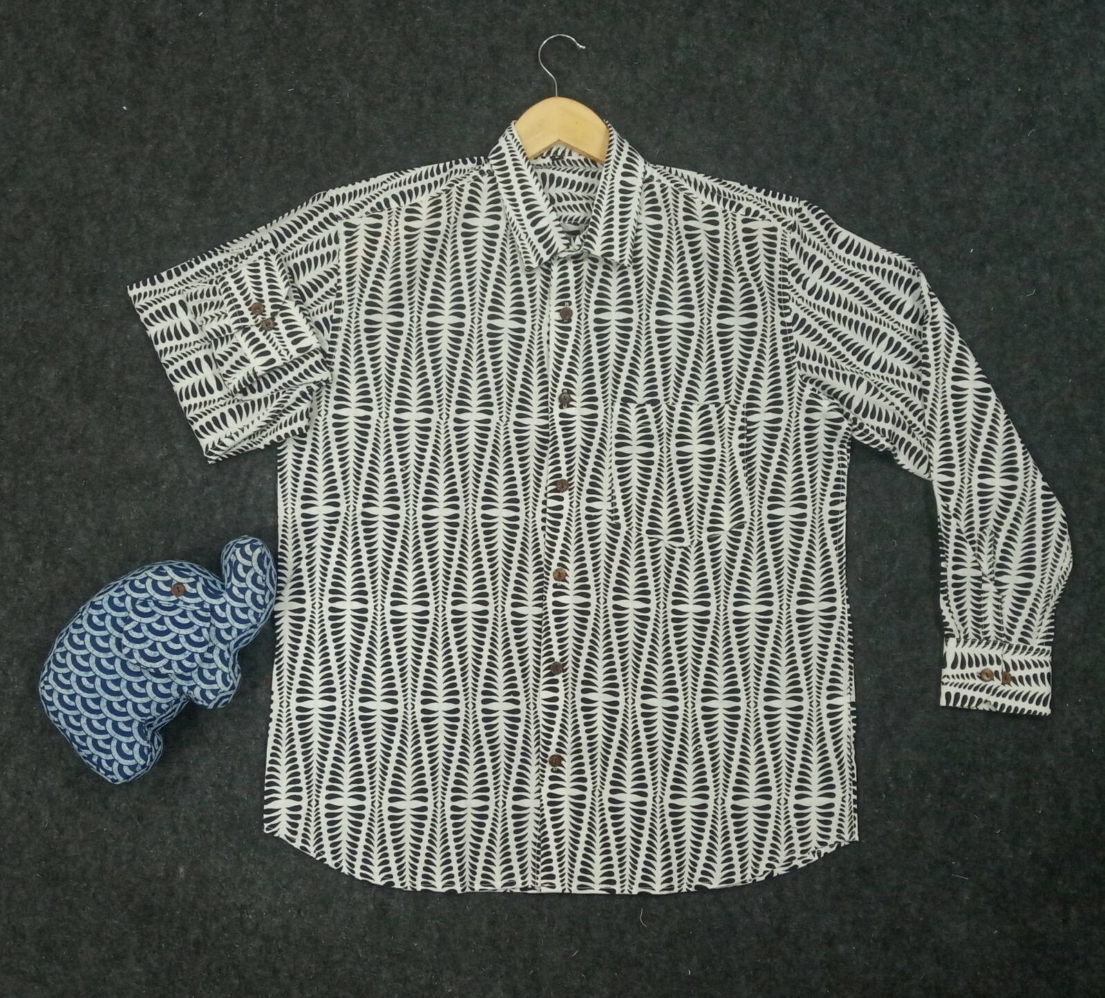 Indian Black Striped Cotton Men’s Shirt Wedding Dress Handmade M Size Boy Shirt