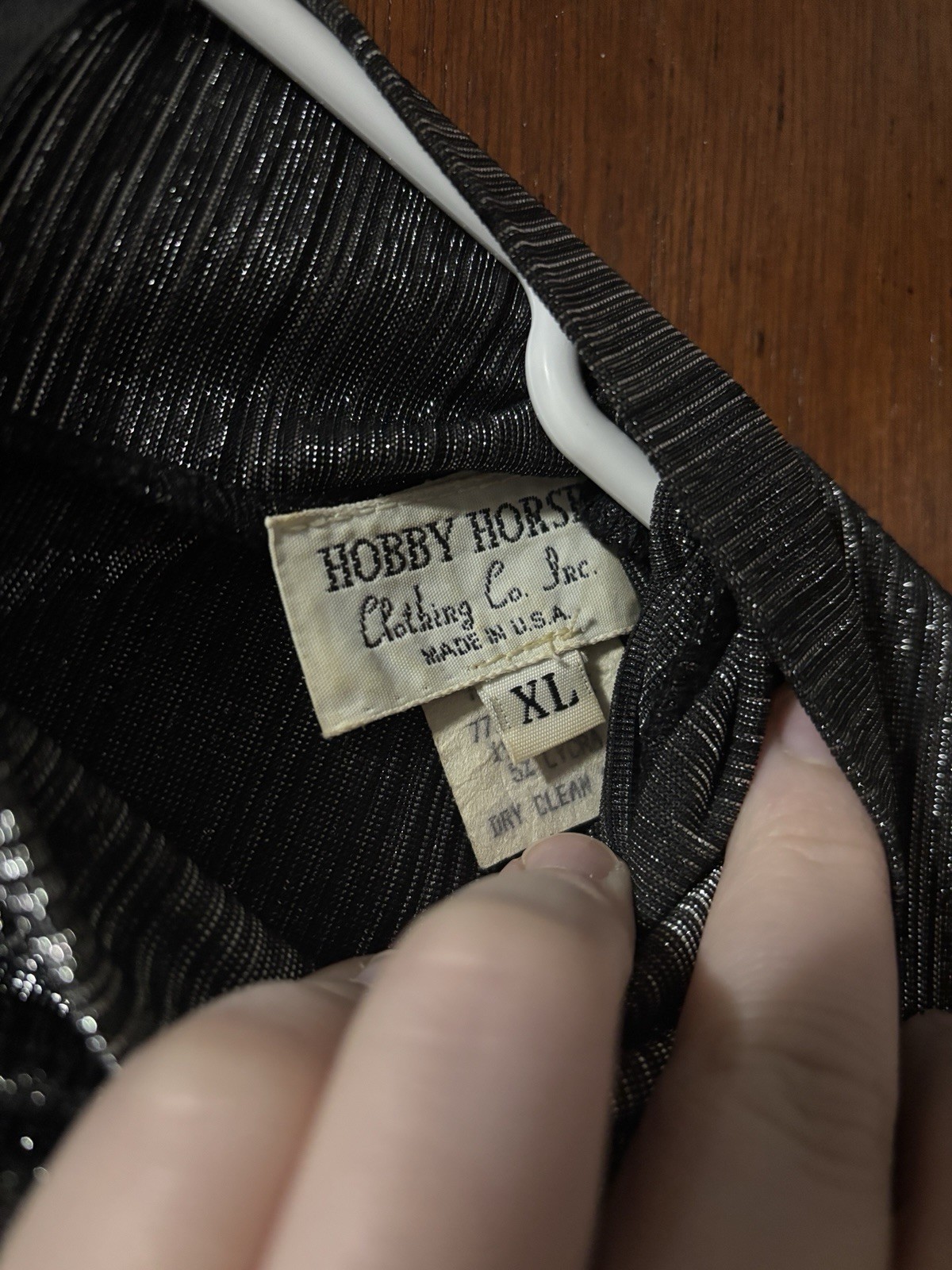 VINTAGE 90s Metallic Black And Silver Hobby Horse Show Shirt XL