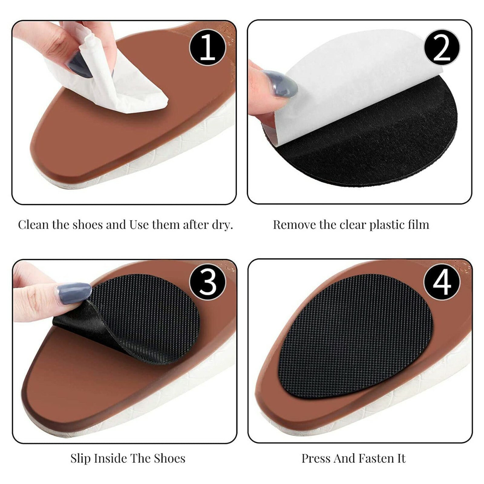 4pcs Anti-Slip Shoes Heel Sole Grip Protector Pads Non-Slip Cushion Adhesive