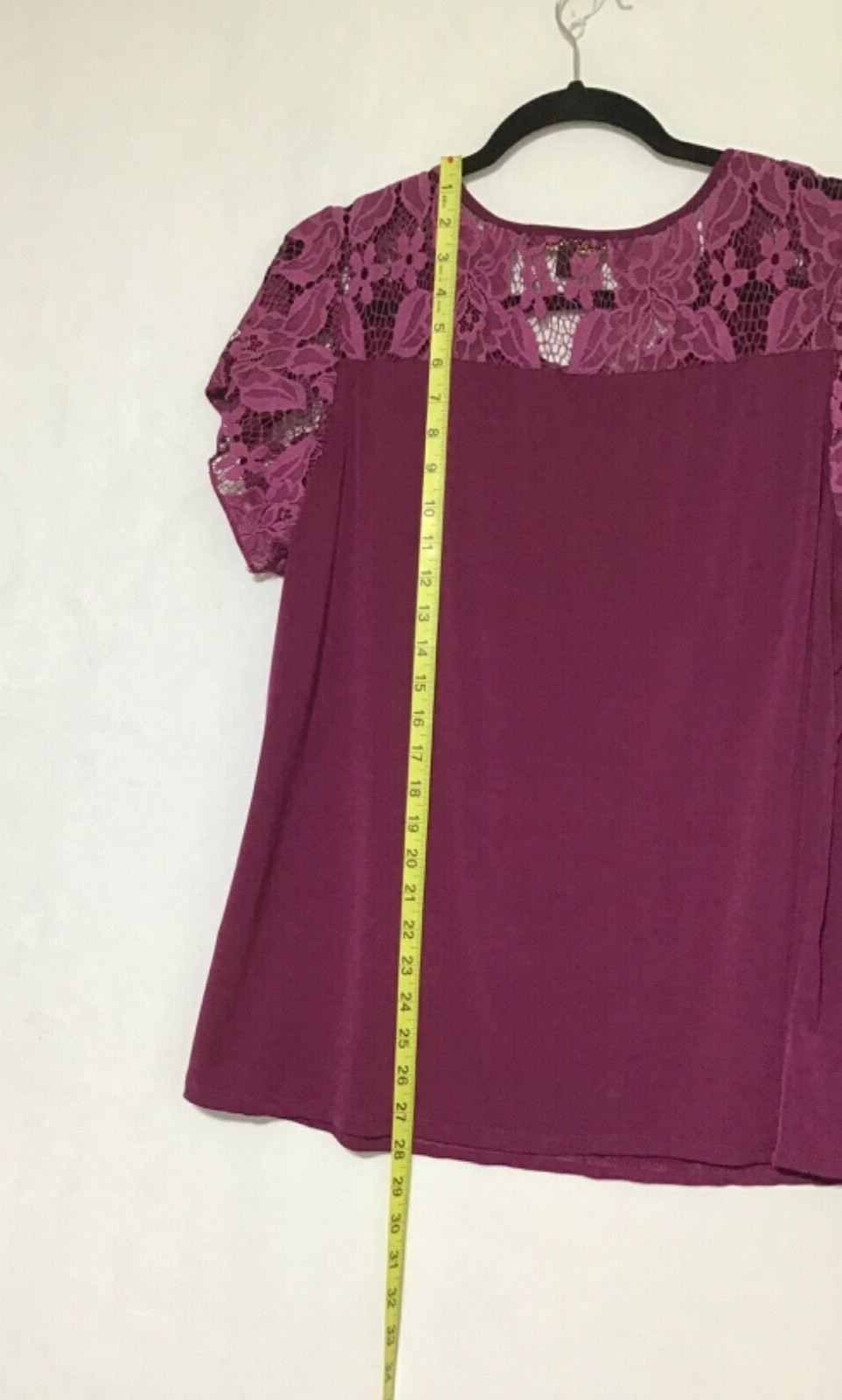 Always Indigo Shirt Top Womens Plus 1X Dark Magenta Lace Career Minimalist