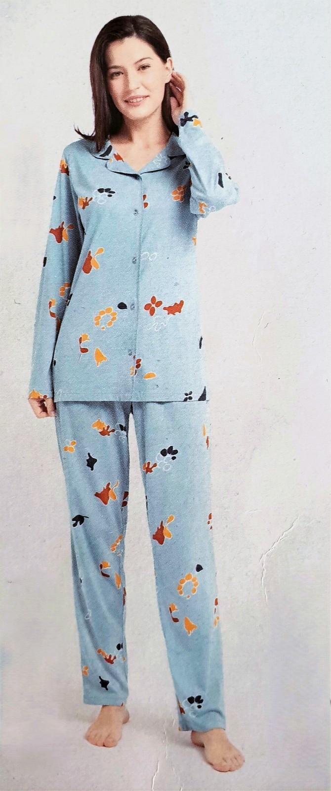 Aldi UP2 Fashion Women’s Pyjama Set Size S (36/38) Blue Floral 100% Cotton