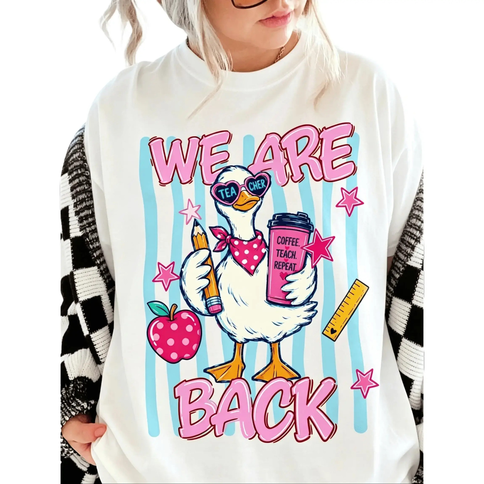 We Are Back Teacher Shirt, Preppy Back To School Shirt, Teacher Graffiti Art Tee