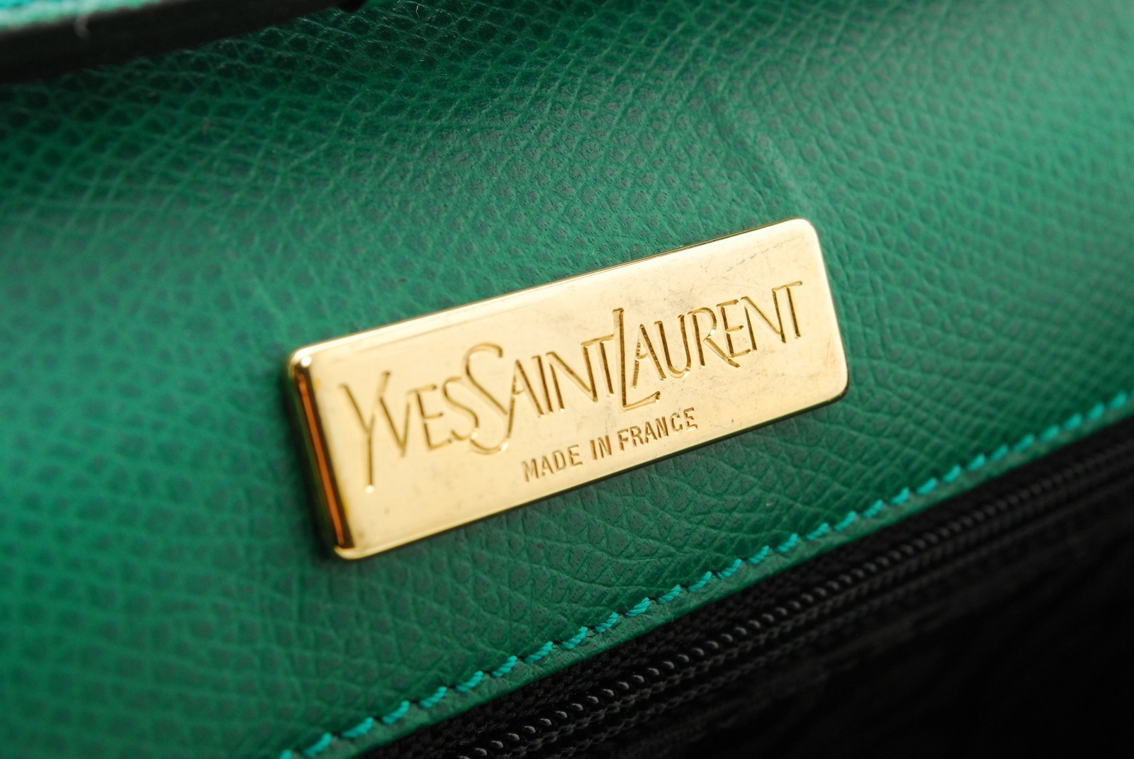 Read‼ Yves Saint Laurent Shoulder Bag Arabesque Leather Green YSL