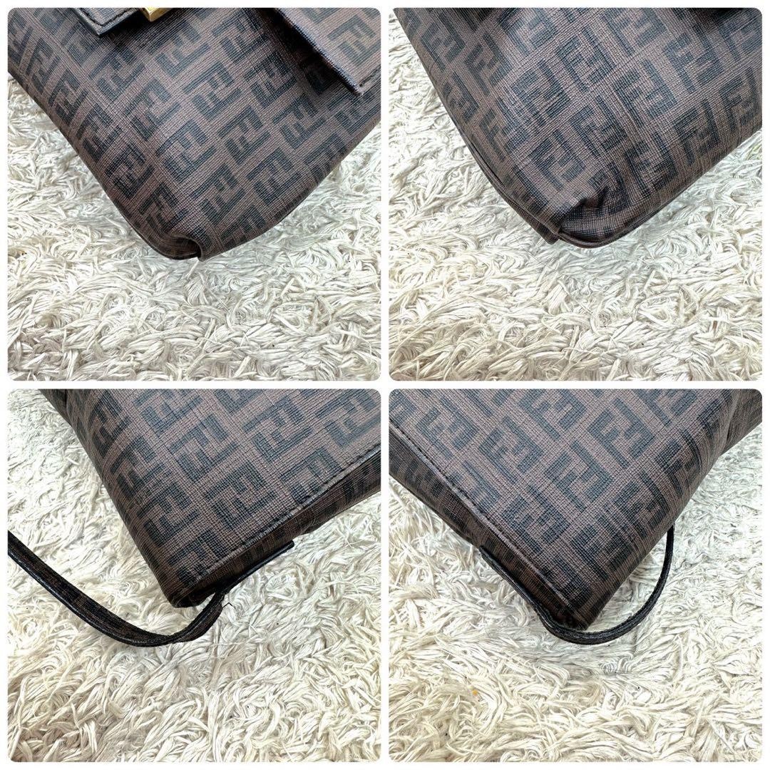 Auth FENDI Mamma Baguette Zucca Shoulder Bag Brown PVC Canvas FF Logo Japan