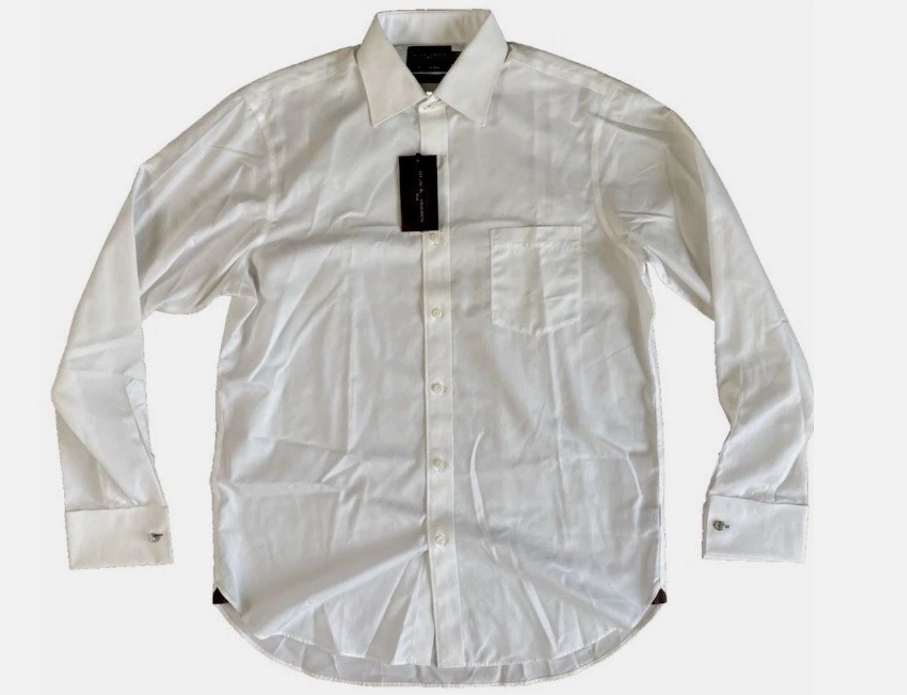 Black Brown 1826 Optic White French Cuff Dress Shirt Classic 15.5 34/35