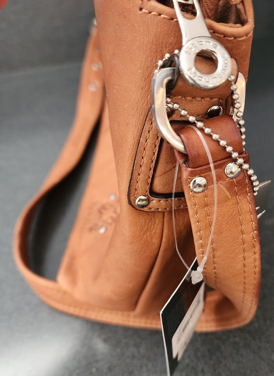 VTG NWT Macy’s Tan High Country Genuine Leather Handbag Purse 13.5×8.75 inches