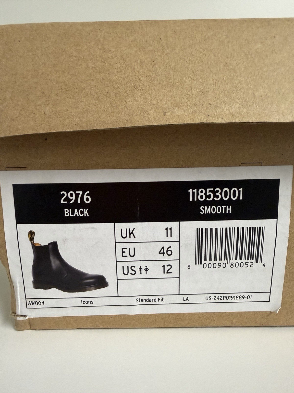 Dr Martens 2976 Smooth Black Leather Chelsea Boots Unisex Men 12 Women 13