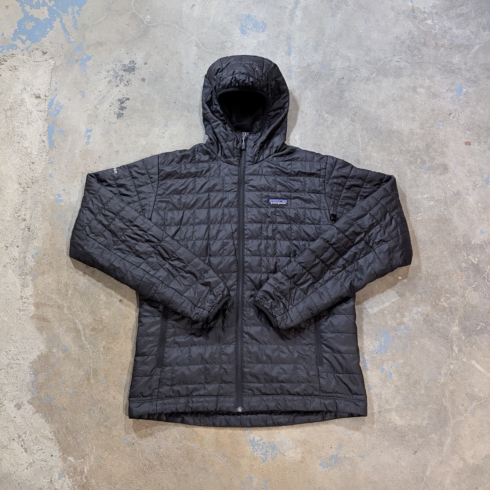 Patagonia Nano Puff Hoody Jacket Men M Black Insulated Hooded Company Logo