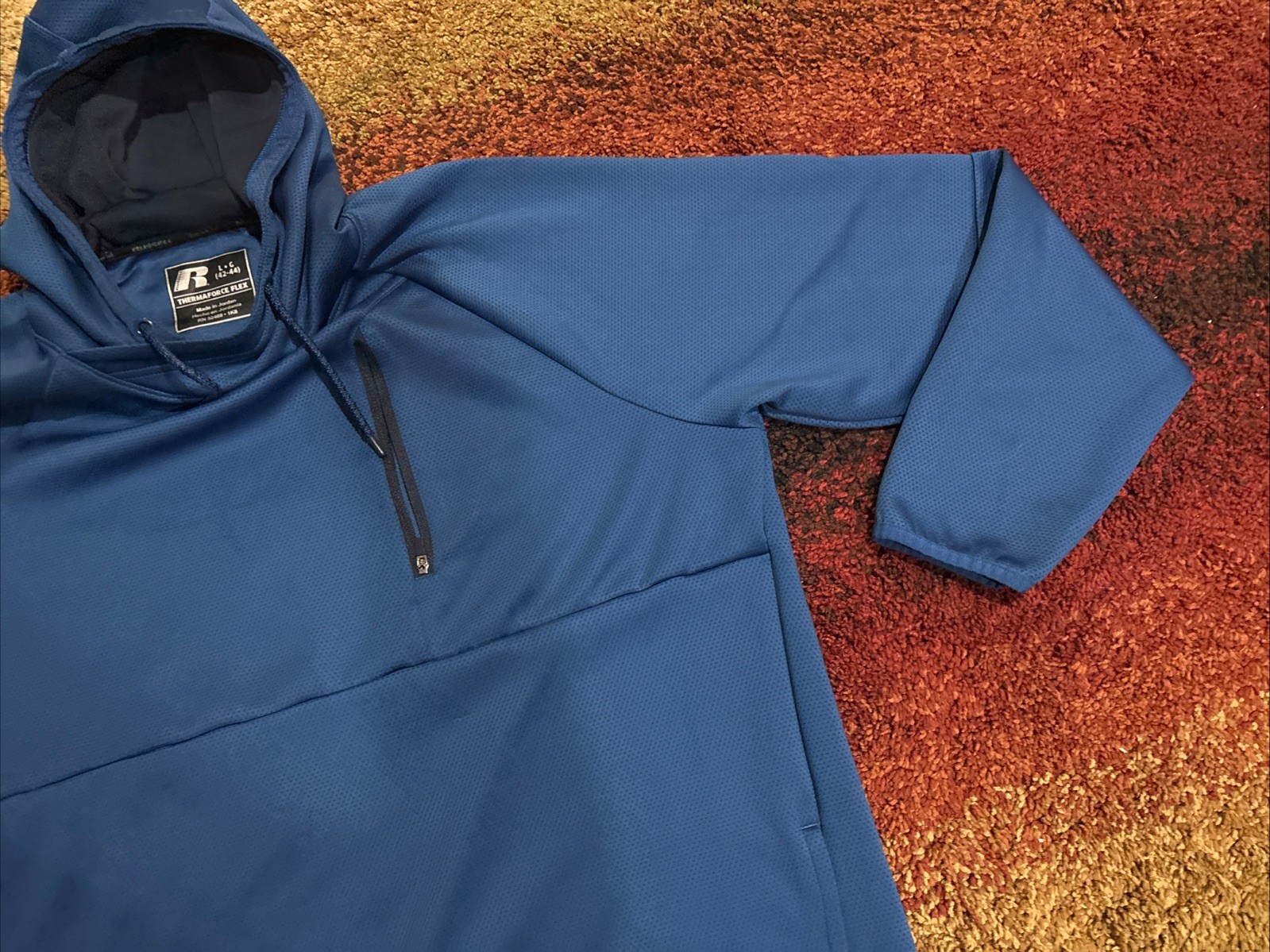 Russell Thermaforce Flex Mens L (42/44) Hoodie Dri Power 360 Blue Sweatshirt