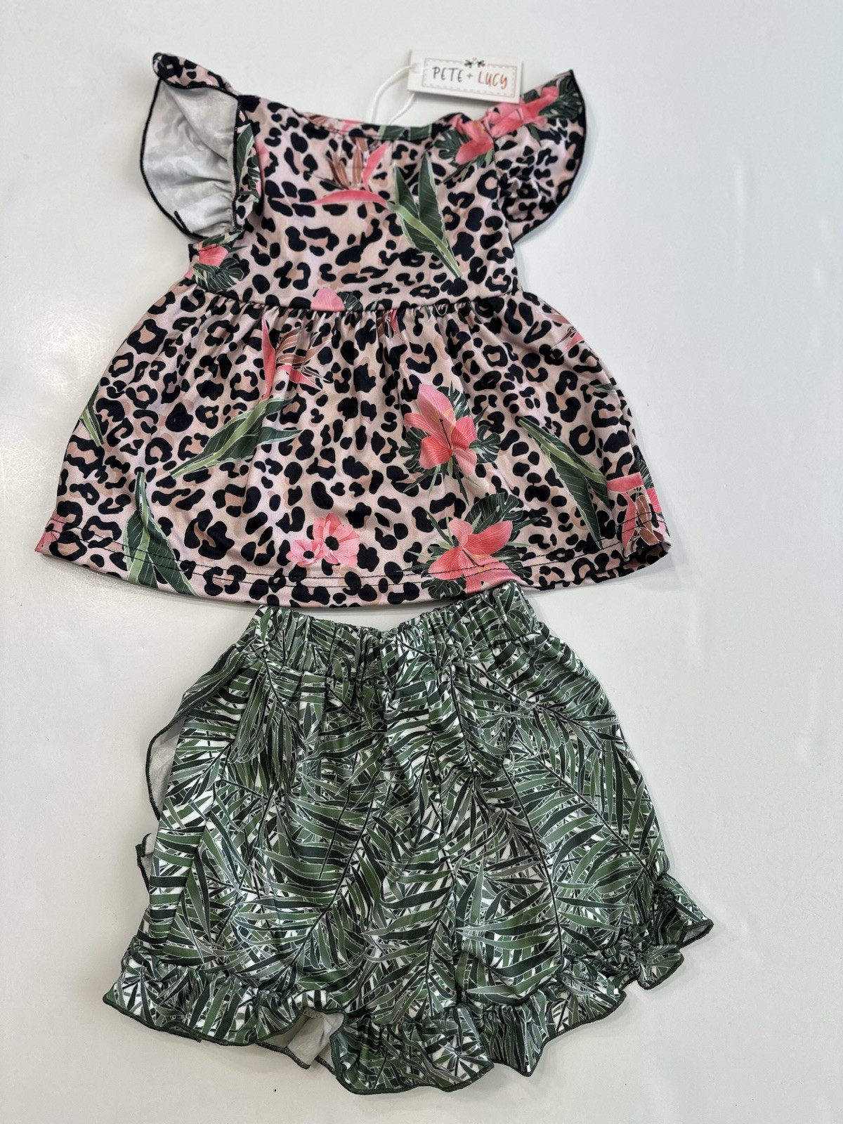 Pete & Lucy Tropical Princess Outfit Set Leopard Jungle 0-6 Months NWT