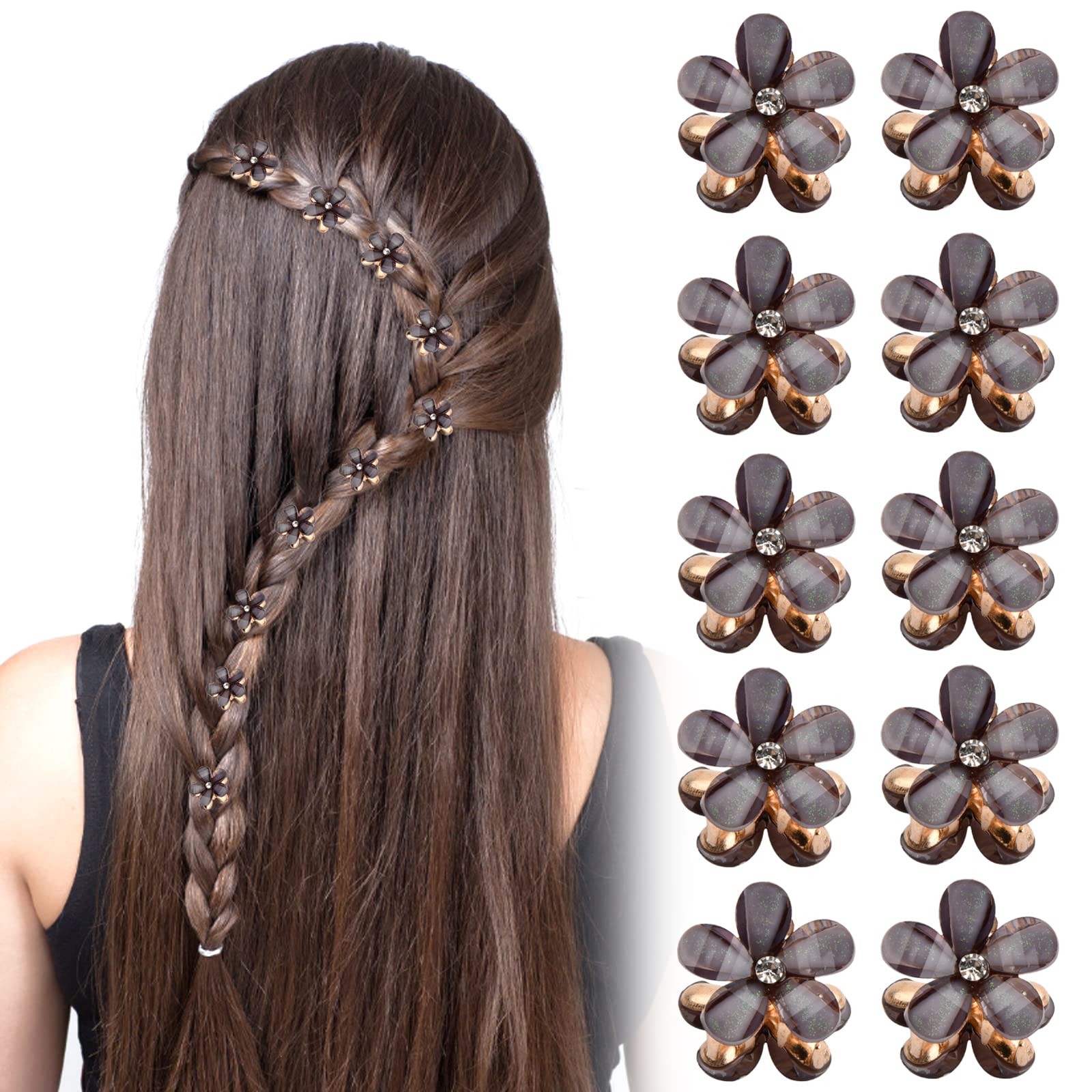 Kioiner 10 Pcs Mini Diamond Hair Clips, Small 1 Count (Pack of 1), black