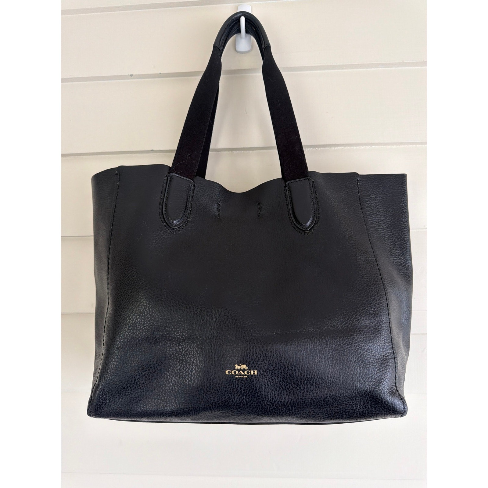 Coach Black Leather Derby Tote with Gold Logo Capsule Minimalist Elevated Basics