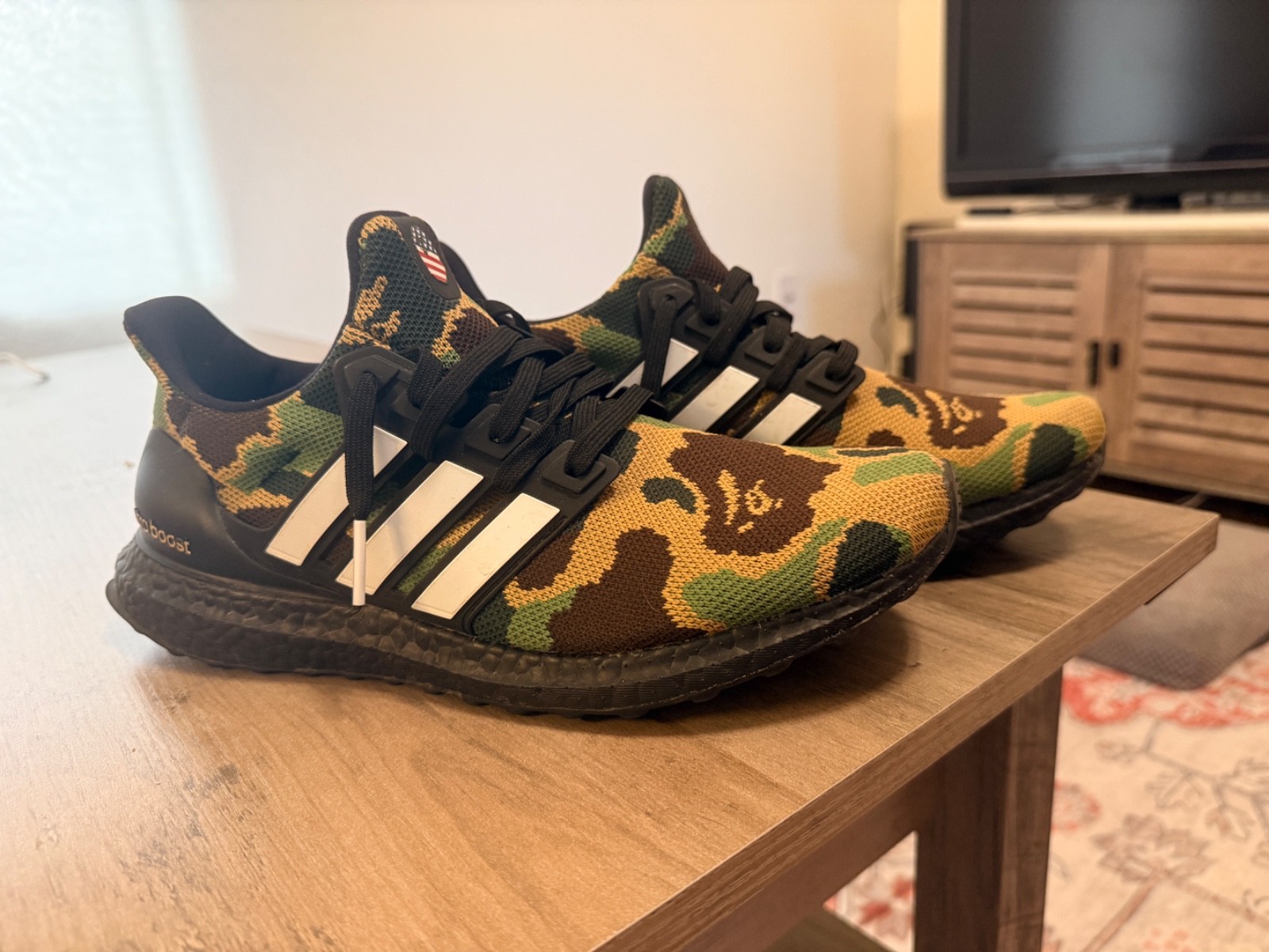 Size 9.5 – A Bathing Ape x adidas UltraBoost 4.0 Green Camo
