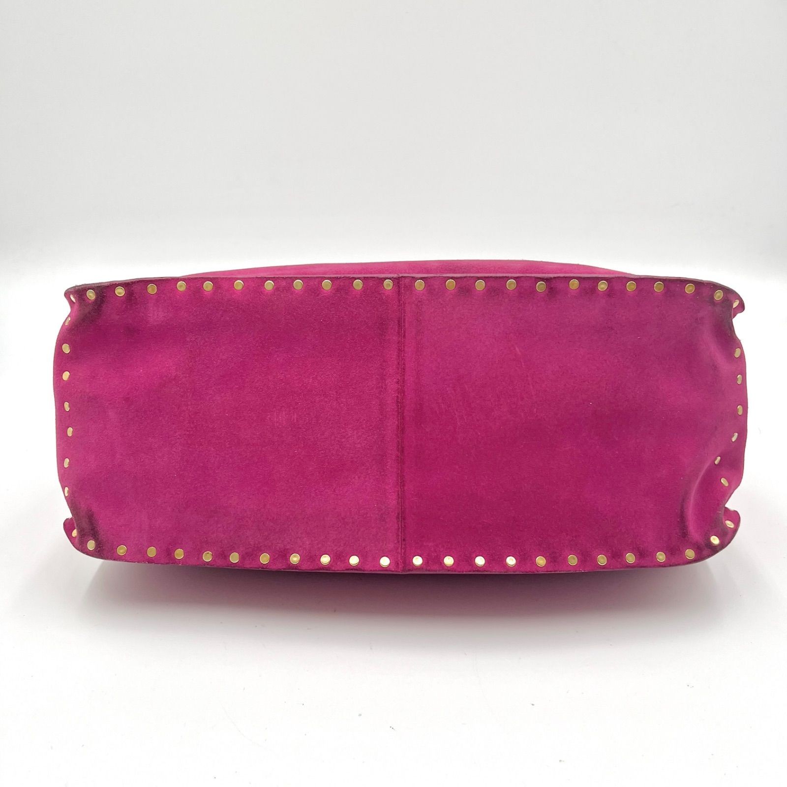 Auth Celine Boogie Bag Y2K Studded Suede Leather Handbag, Pink 2Y10216