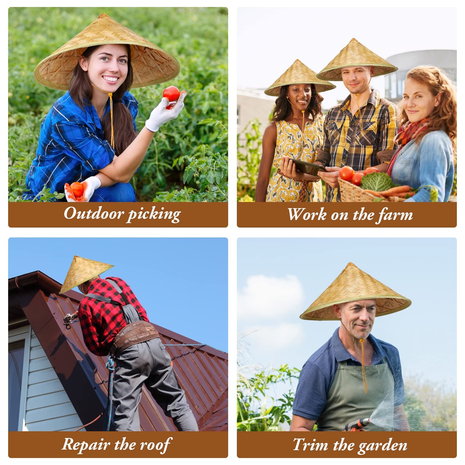 Traditional Chinese Rice Bamboo Hat Asian Straw Vietnamese Bamboo Hat for Wom…