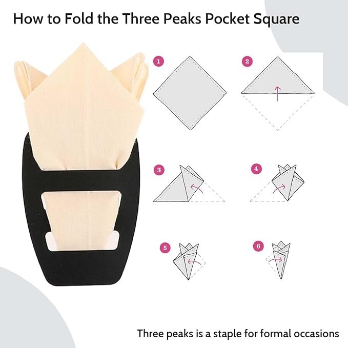 2 Pack Pocket Square Holder for Men, Prefolded Silk Scarf for Suits & Tuxedos